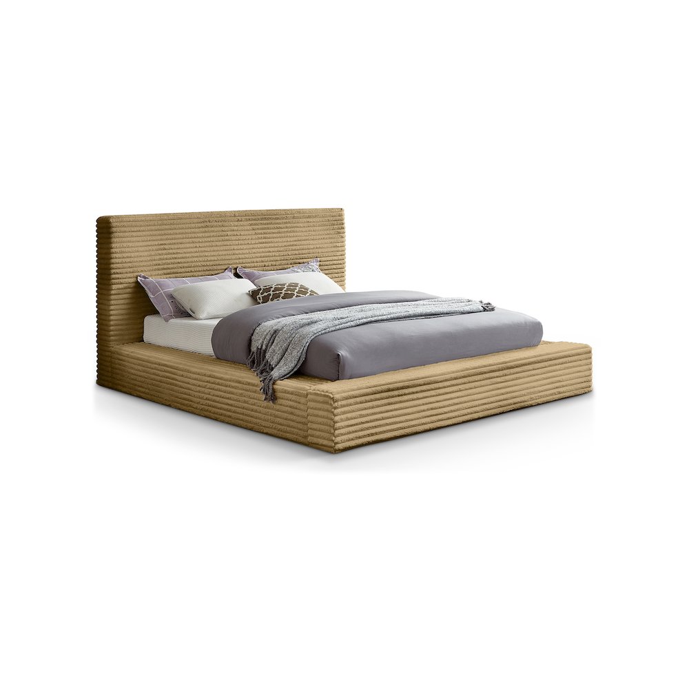 Dexter Camel Corduroy Fabric Queen Bed