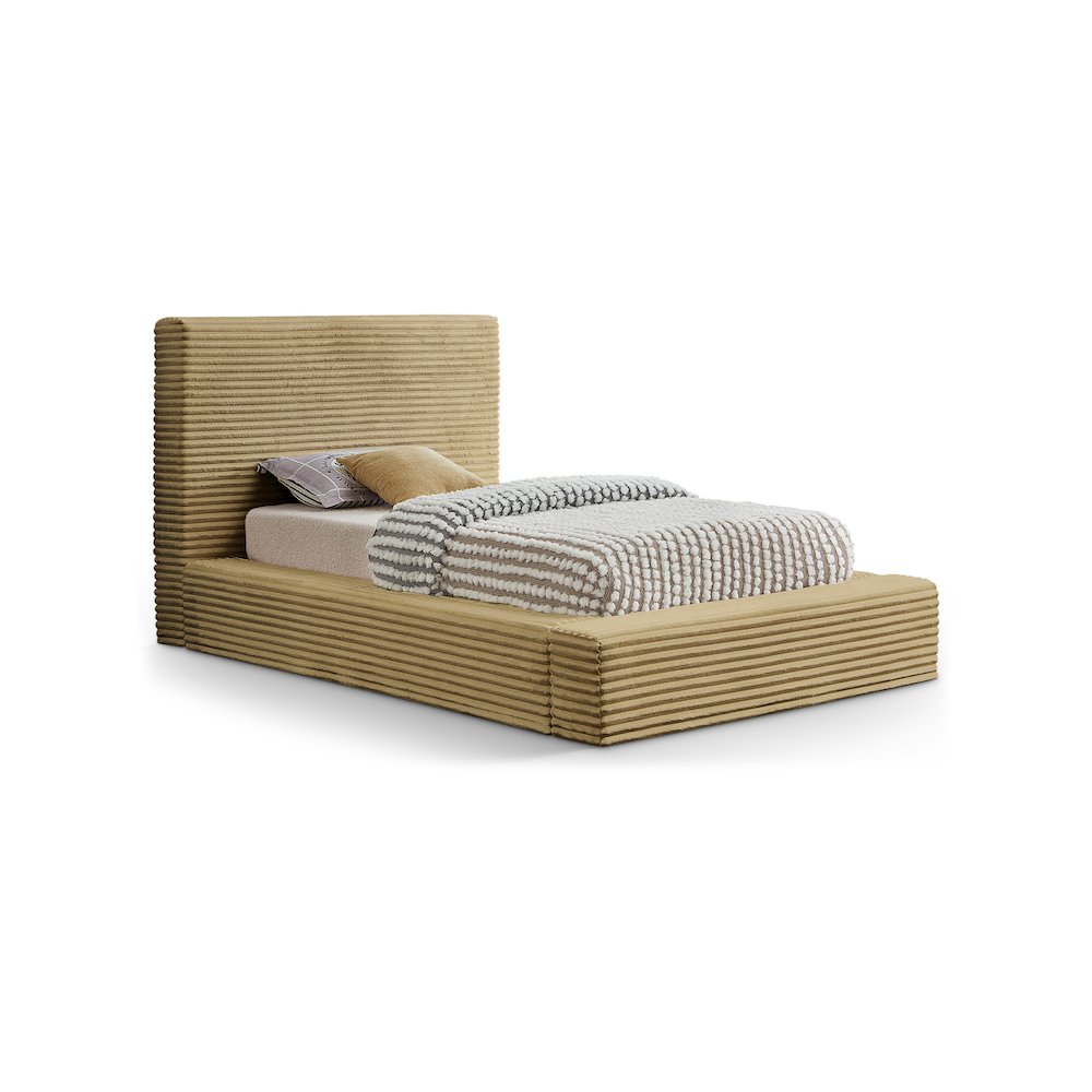 Dexter Camel Corduroy Fabric Twin Bed