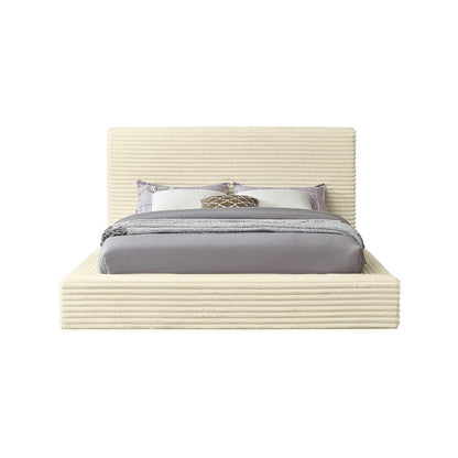 Dexter Cream Corduroy Fabric King Bed