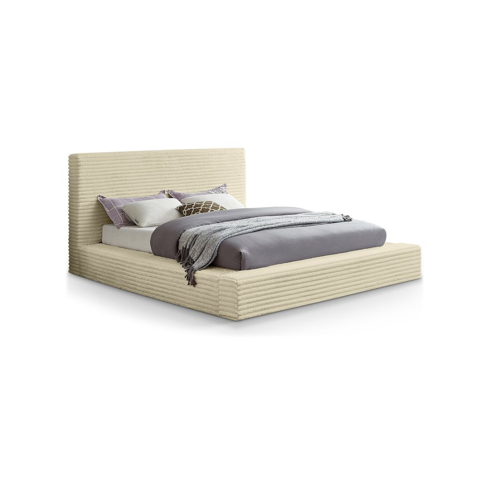 Dexter Cream Corduroy Fabric Queen Bed