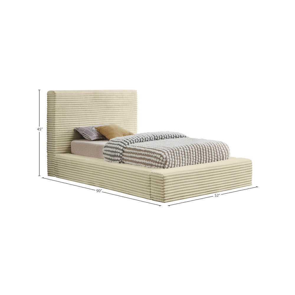 Dexter Cream Corduroy Fabric Twin Bed