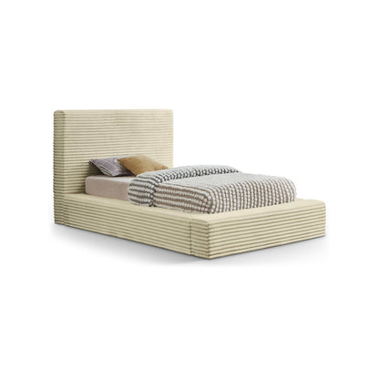 Dexter Cream Corduroy Fabric Twin Bed