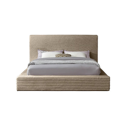 Dexter Taupe Corduroy Fabric Queen Bed