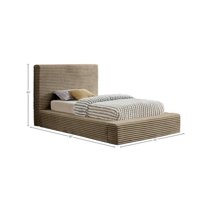 Dexter Taupe Corduroy Fabric Twin Bed