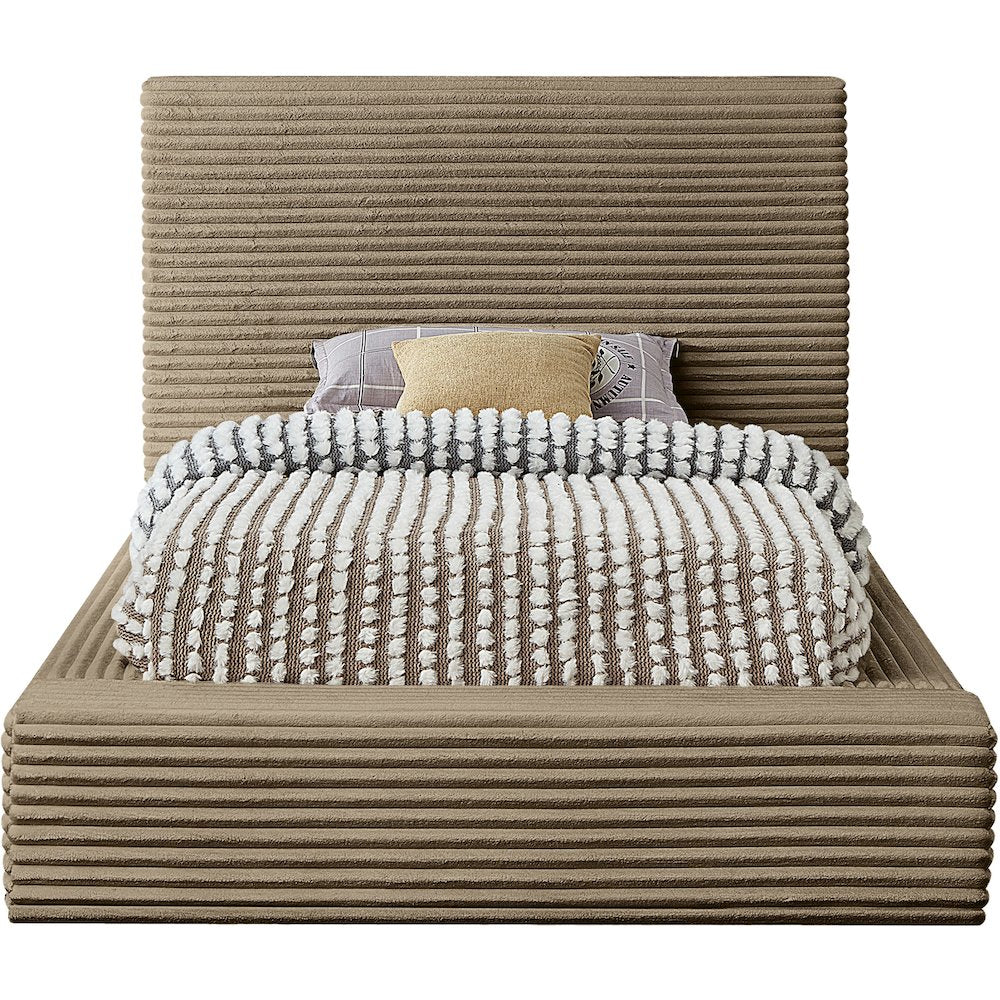 Dexter Taupe Corduroy Fabric Twin Bed