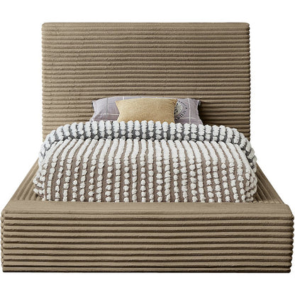 Dexter Taupe Corduroy Fabric Twin Bed