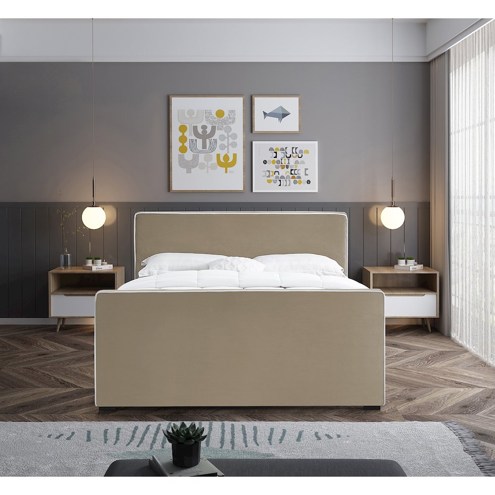Dillard Beige Velvet Full Bed