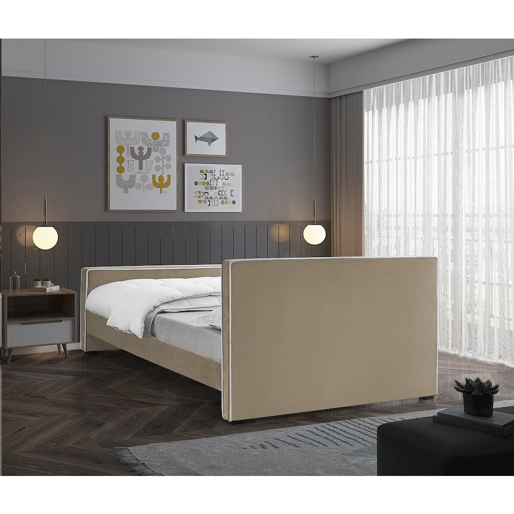 Dillard Beige Velvet Full Bed