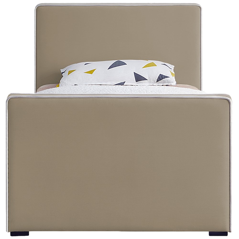 Dillard Beige Velvet Twin Bed