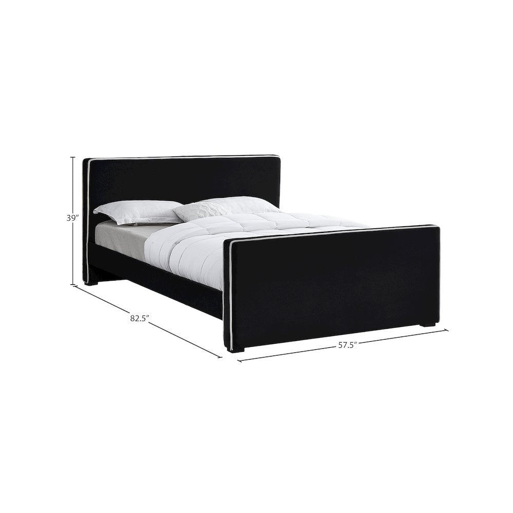 Dillard Black Velvet Full Bed