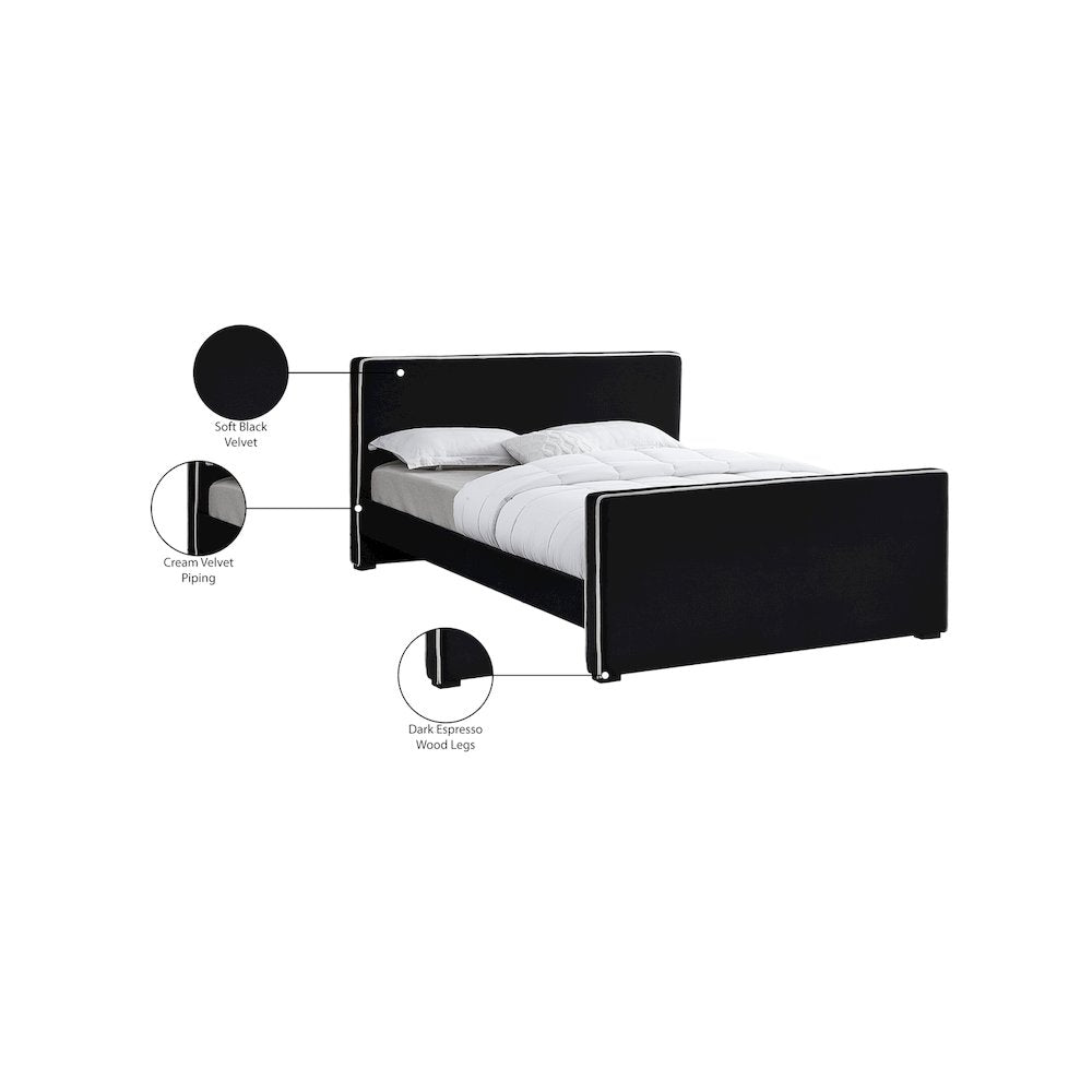 Dillard Black Velvet King Bed