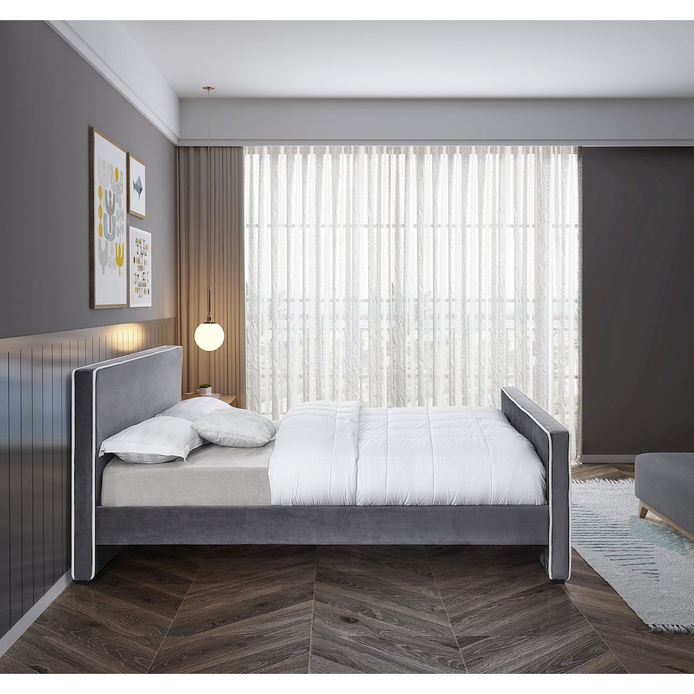 Dillard Grey Velvet Full Bed