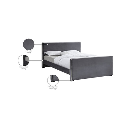 Dillard Grey Velvet Queen Bed