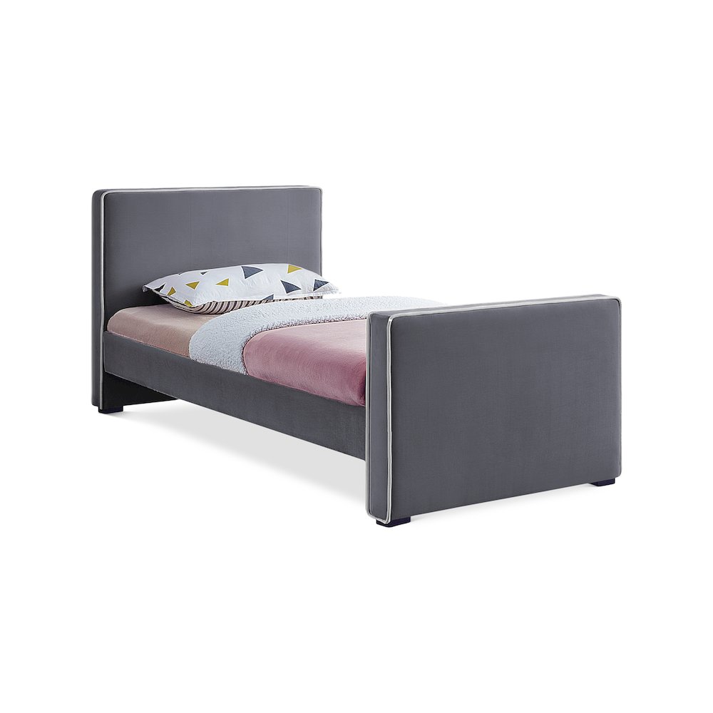 Dillard Grey Velvet Twin Bed
