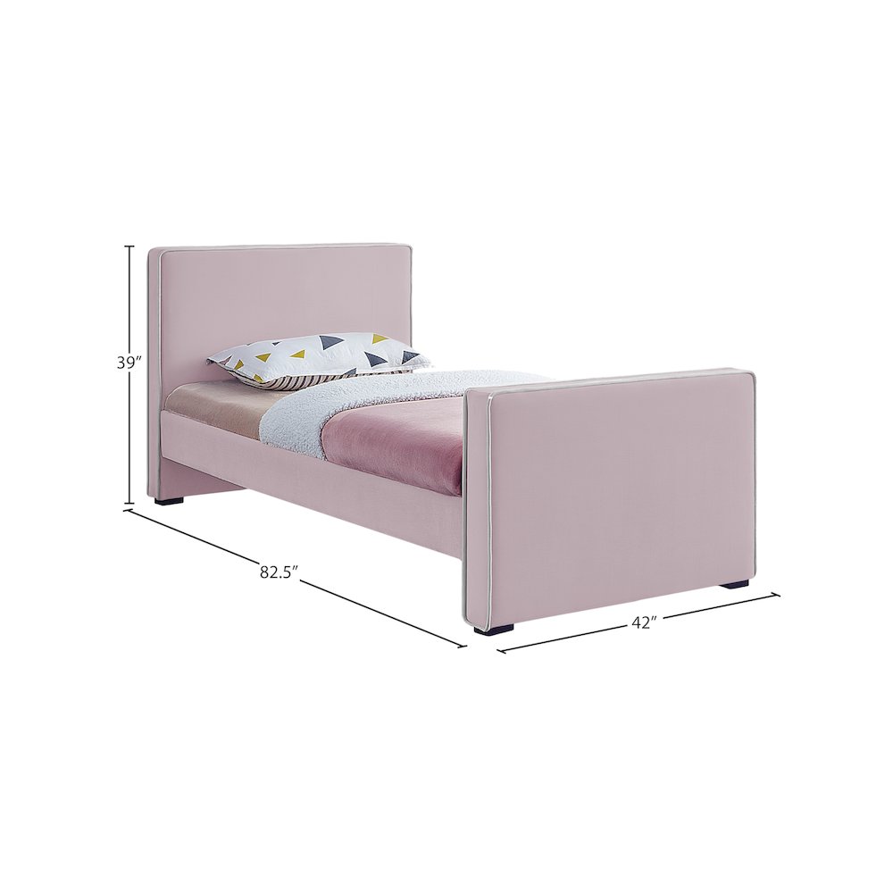 Dillard Pink Velvet Twin Bed