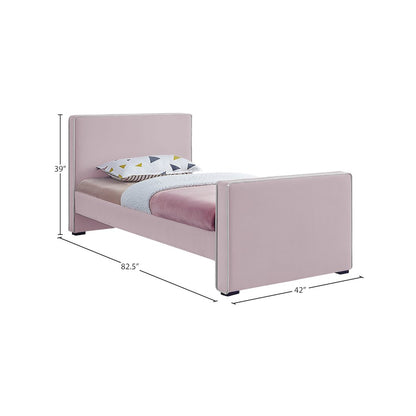 Dillard Pink Velvet Twin Bed