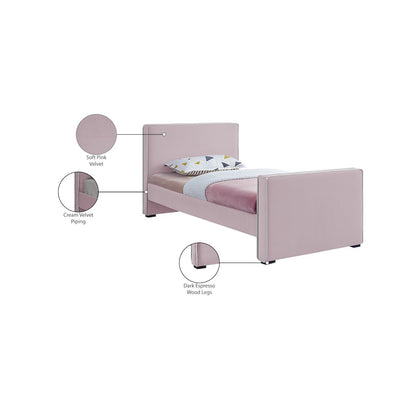 Dillard Pink Velvet Twin Bed