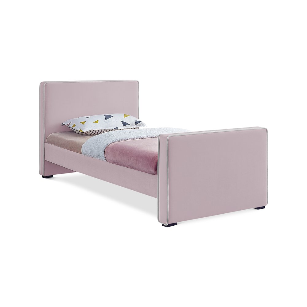 Dillard Pink Velvet Twin Bed