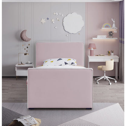 Dillard Pink Velvet Twin Bed