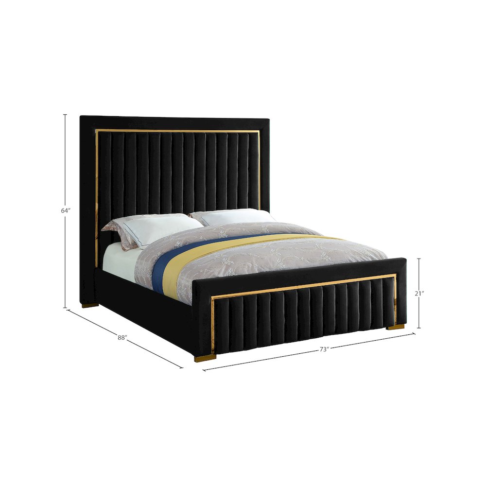 Dolce Black Velvet Queen Bed