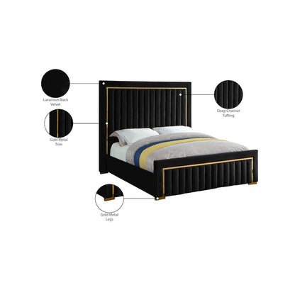 Dolce Black Velvet Queen Bed