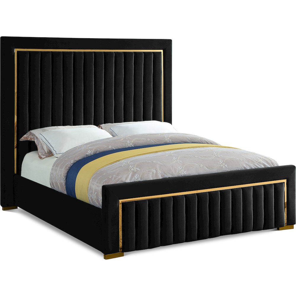 Dolce Black Velvet Queen Bed