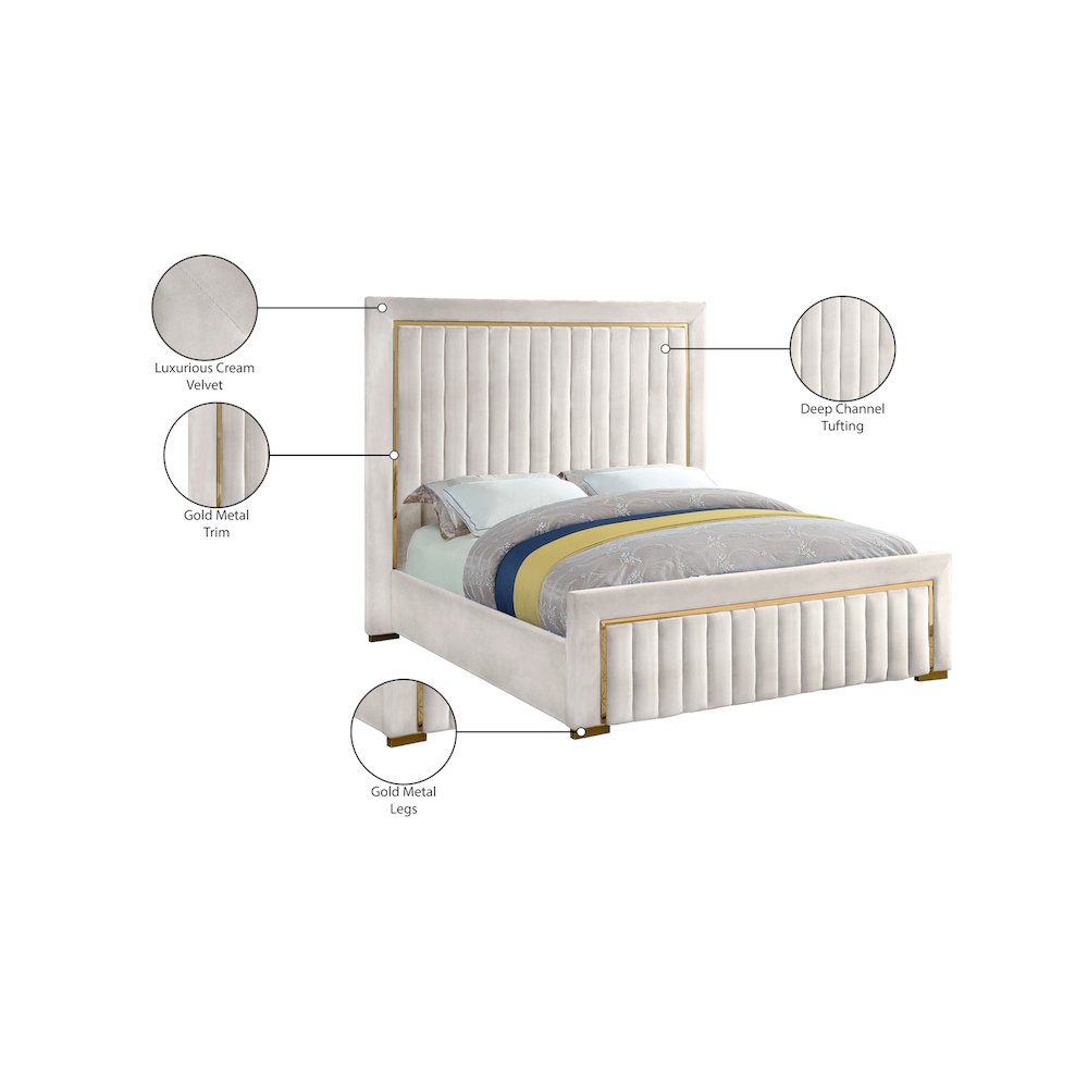 Dolce Cream Velvet King Bed