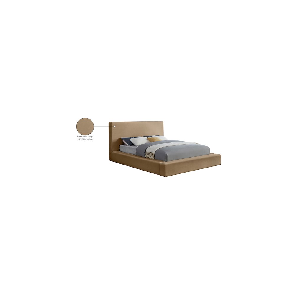 Dorian Beige Velvet King Bed