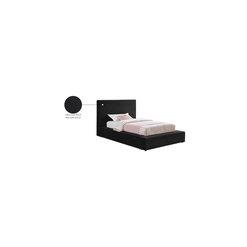 Dorian Black Velvet Twin Bed