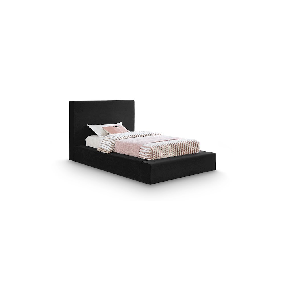 Dorian Black Velvet Twin Bed