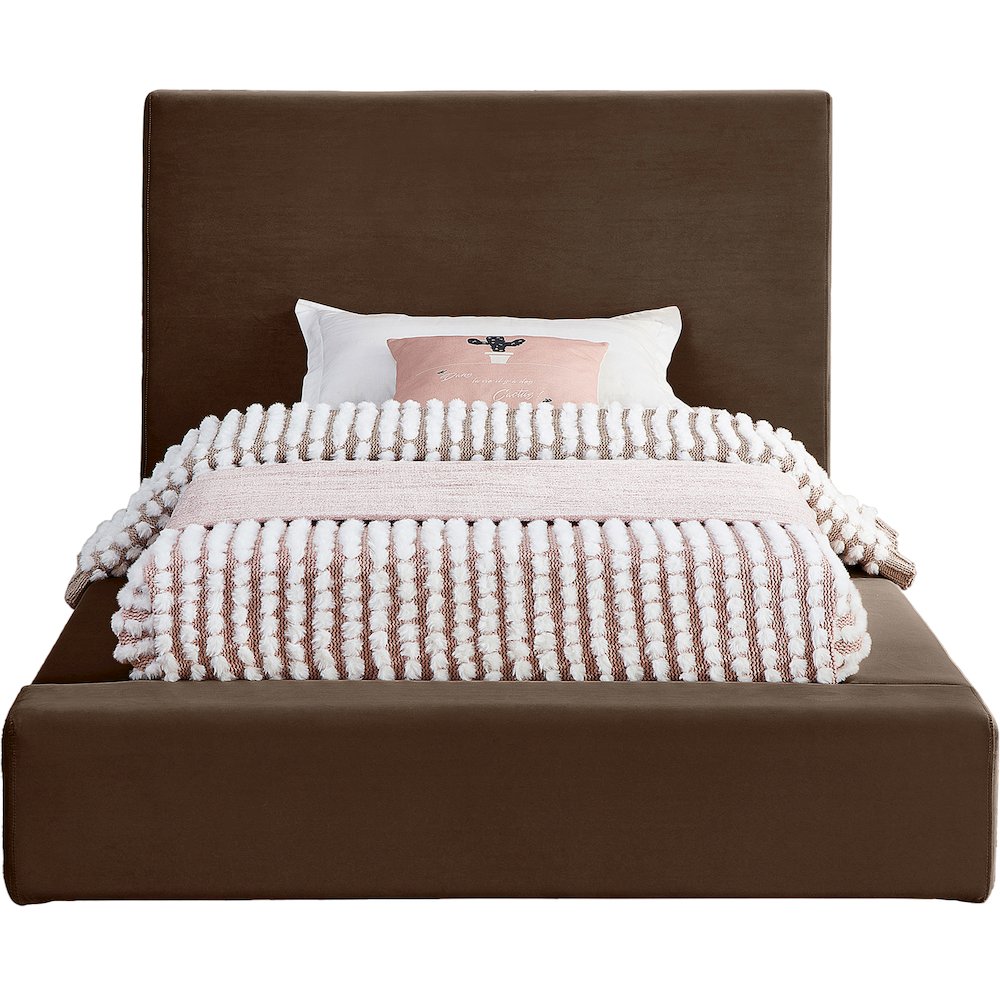 Dorian Brown Velvet Twin Bed