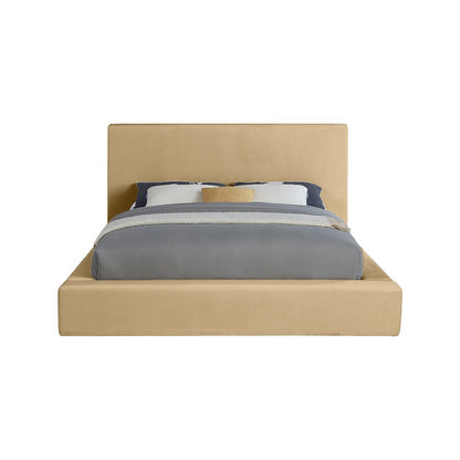 Dorian Camel Velvet Queen Bed