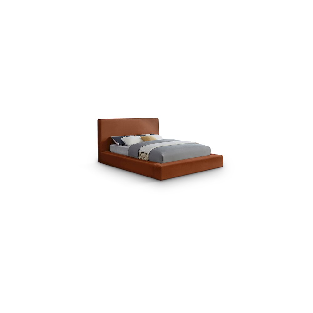 Dorian Cognac Velvet Queen Bed