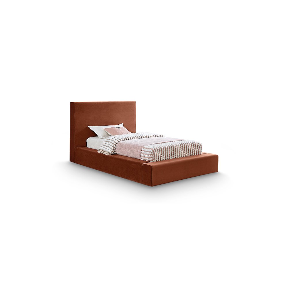 Dorian Cognac Velvet Twin Bed