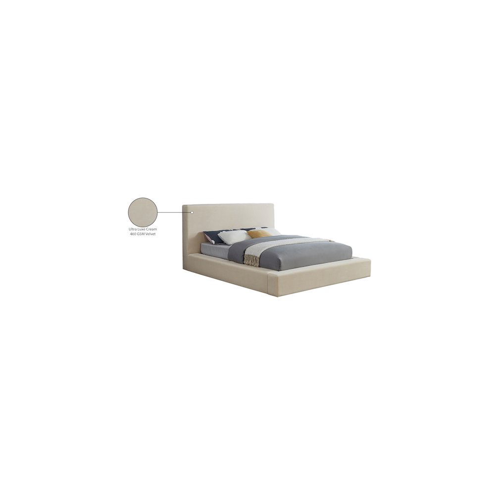 Dorian Cream Velvet Queen Bed