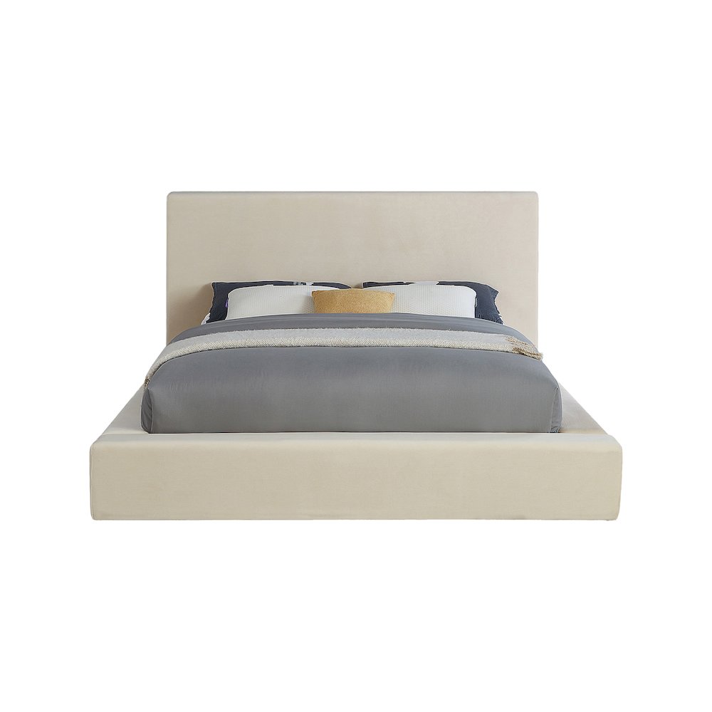 Dorian Cream Velvet Queen Bed