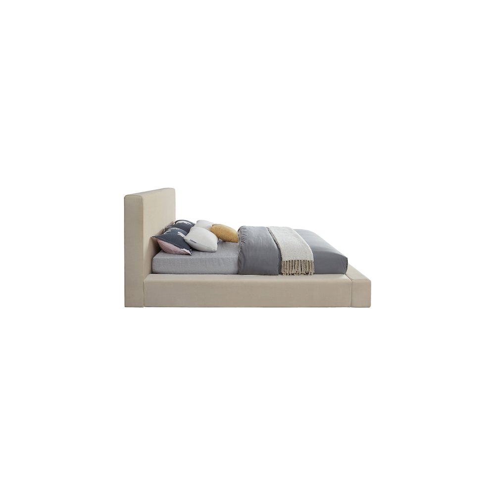 Dorian Cream Velvet Queen Bed