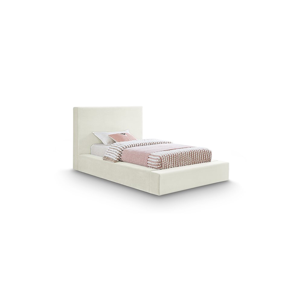 Dorian Cream Velvet Twin Bed