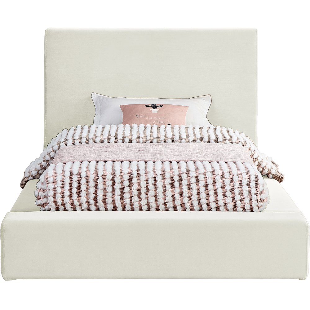 Dorian Cream Velvet Twin Bed