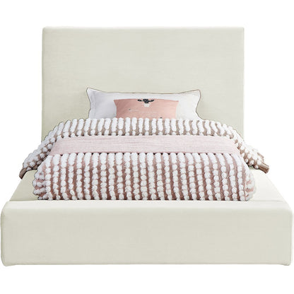 Dorian Cream Velvet Twin Bed