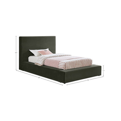 Dorian Green Velvet Twin Bed