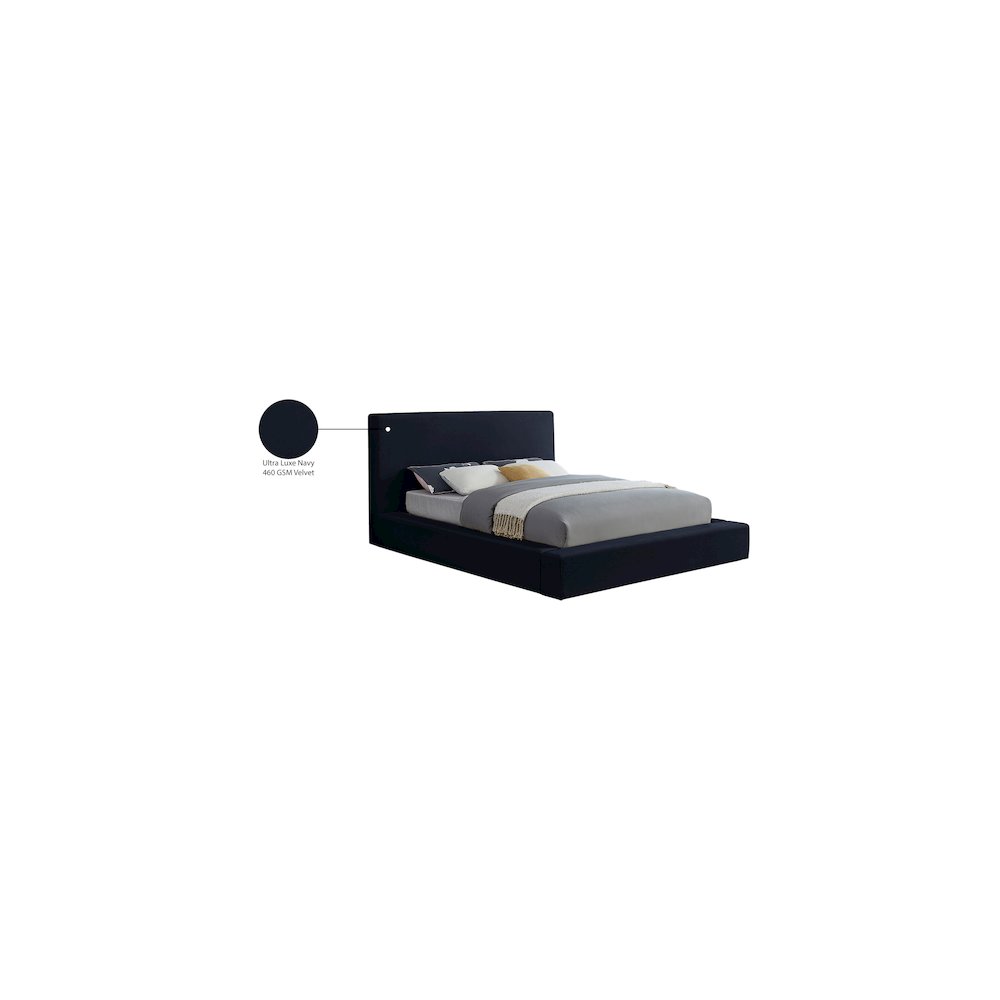 Dorian Navy Velvet Queen Bed