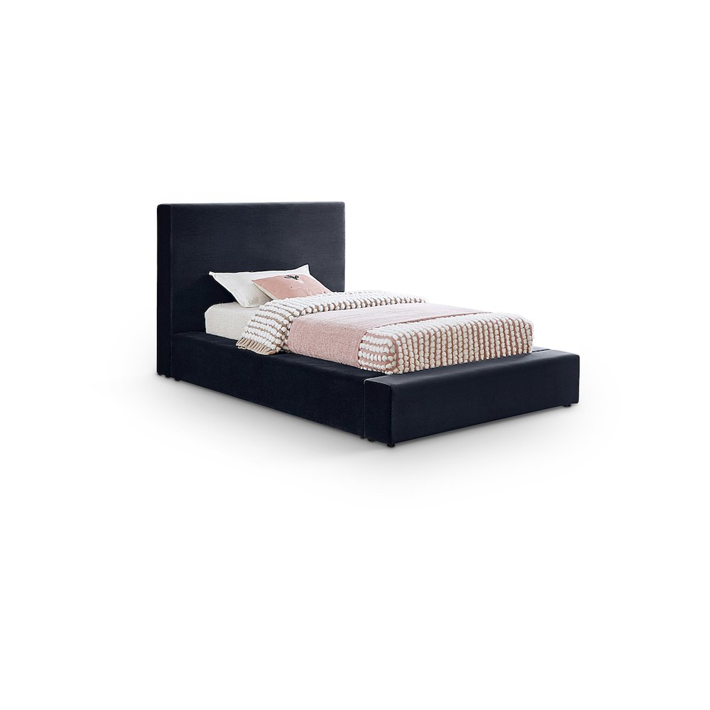 Dorian Navy Velvet Twin Bed