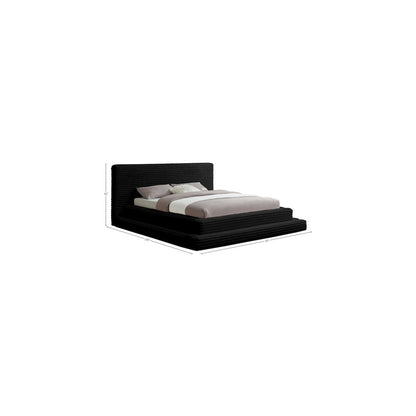 Drew Black Corduroy Fabric Queen Bed