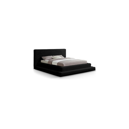 Drew Black Corduroy Fabric Queen Bed