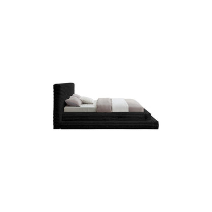 Drew Black Corduroy Fabric Queen Bed