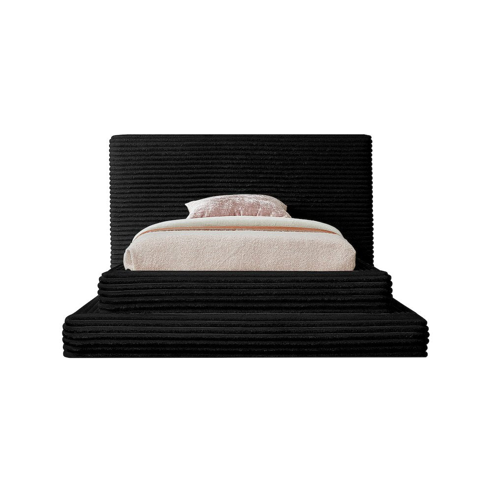 Drew Black Corduroy Fabric Twin Bed