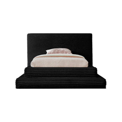 Drew Black Corduroy Fabric Twin Bed
