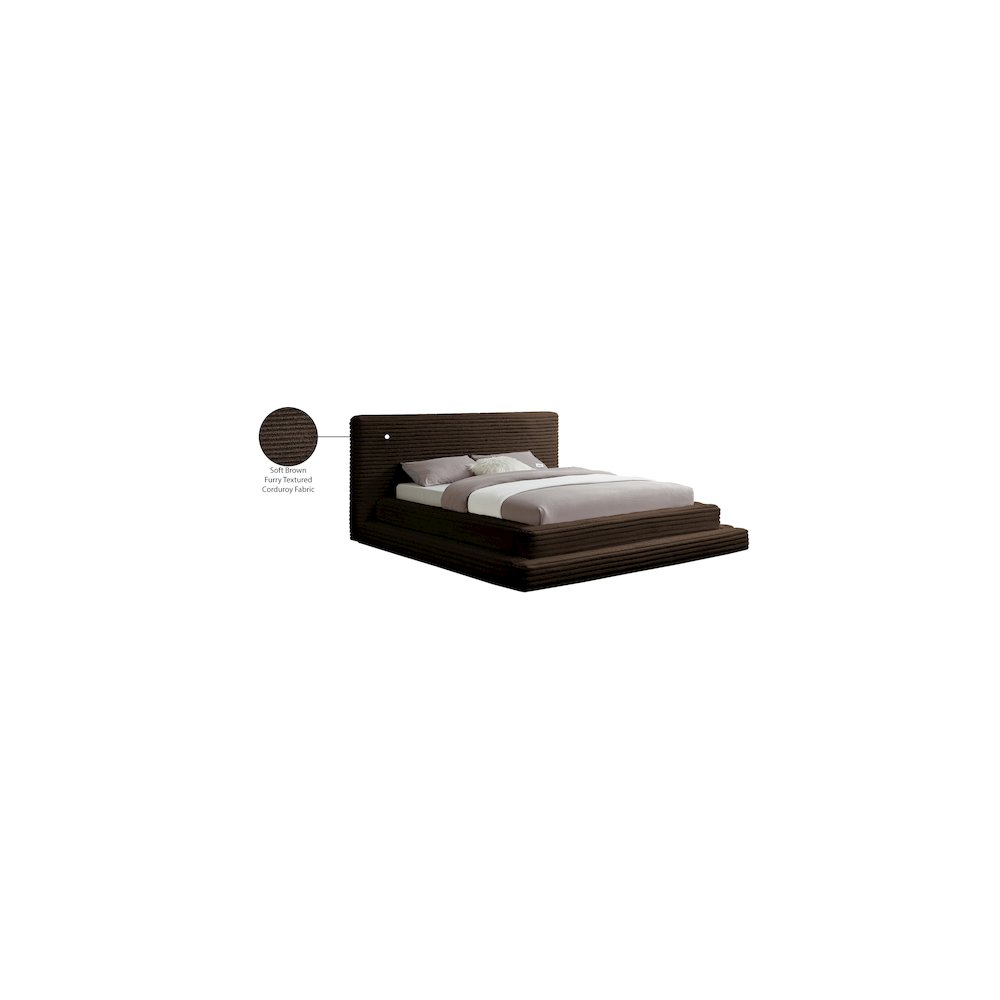 Drew Brown Corduroy Fabric Queen Bed
