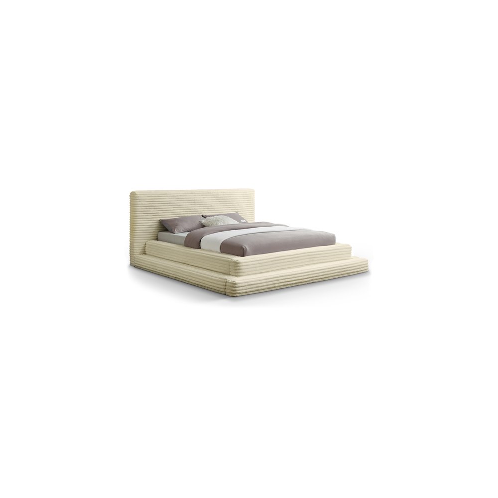 Drew Cream Corduroy Fabric Full Bed